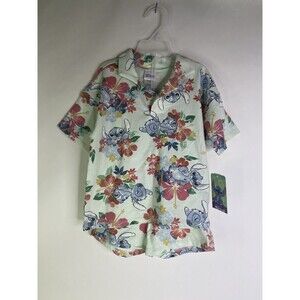 Disney Lilo and Stitch Collared Shirt Shorts Hawaiian Floral Outfit Set Boys 4T